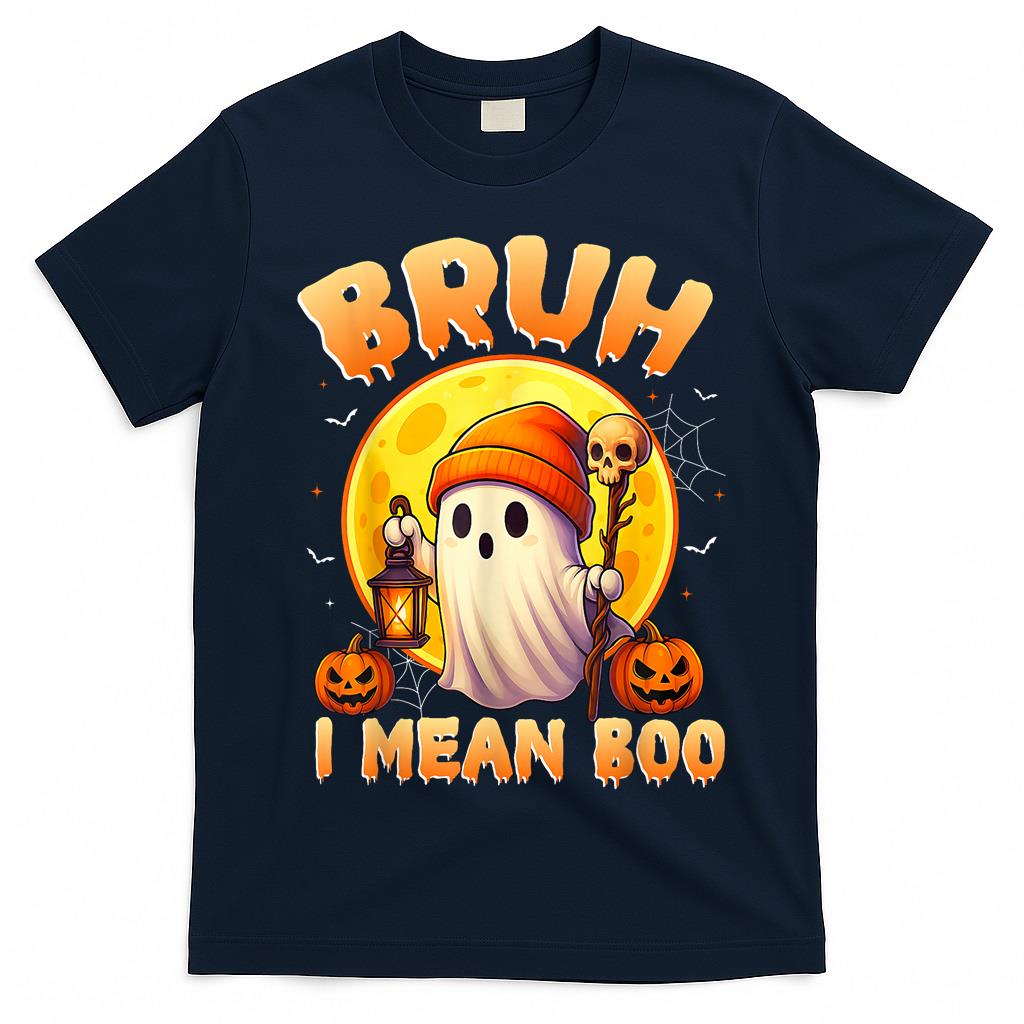 Bruh I Mean Boo Trick or Treat Halloween Ghost Boy Girl Kids T-Shirt