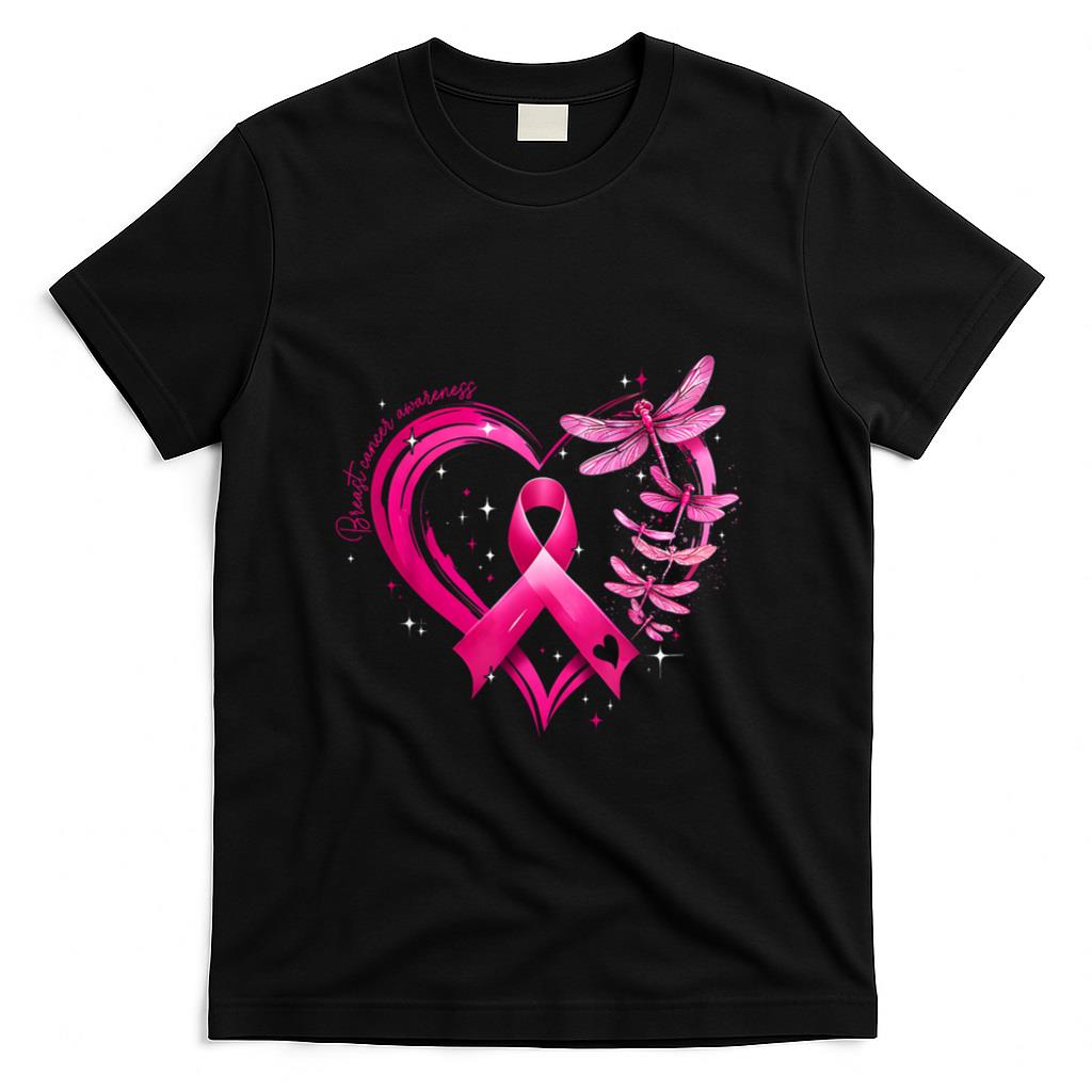 Breast Cancer Awareness Heart Dragonflies Men Women Kid T-Shirt
