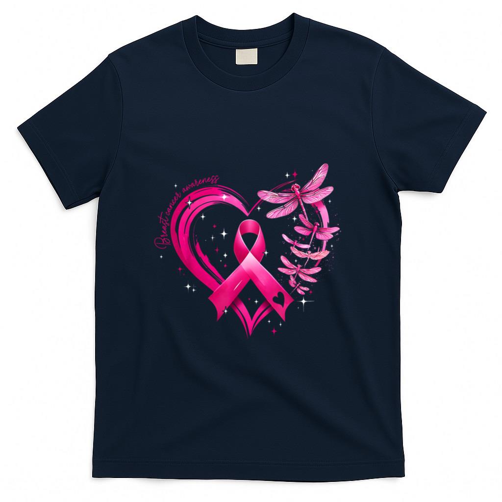 Breast Cancer Awareness Heart Dragonflies Men Women Kid T-Shirt