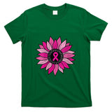 Womens Pink Ribbon Sunflower Breast Cancer Awareness Women Kids V-Neck T-Shirt