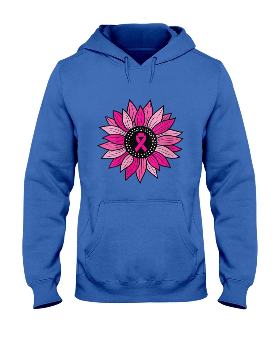 Womens Pink Ribbon Sunflower Breast Cancer Awareness Women Kids V-Neck T-Shirt
