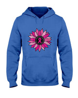 Womens Pink Ribbon Sunflower Breast Cancer Awareness Women Kids V-Neck T-Shirt