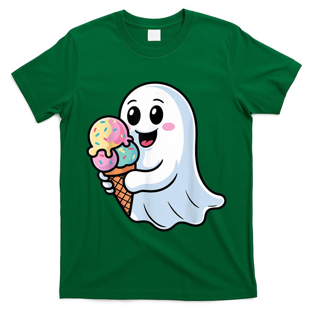 Ghost Eating Ice Cream Funny Creepy Halloween Trick or Treat T-Shirt