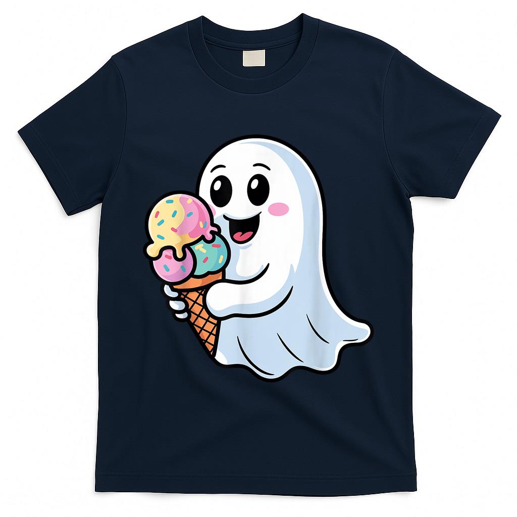 Ghost Eating Ice Cream Funny Creepy Halloween Trick or Treat T-Shirt