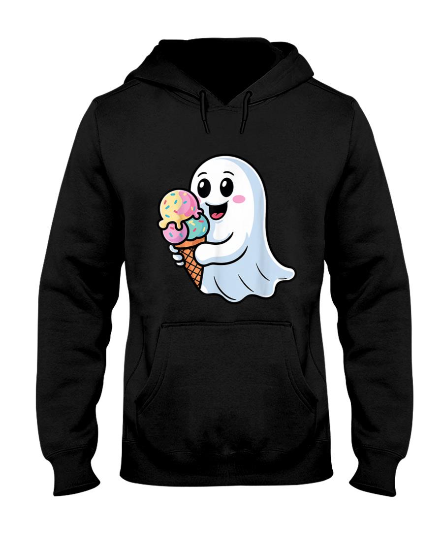 Ghost Eating Ice Cream Funny Creepy Halloween Trick or Treat T-Shirt