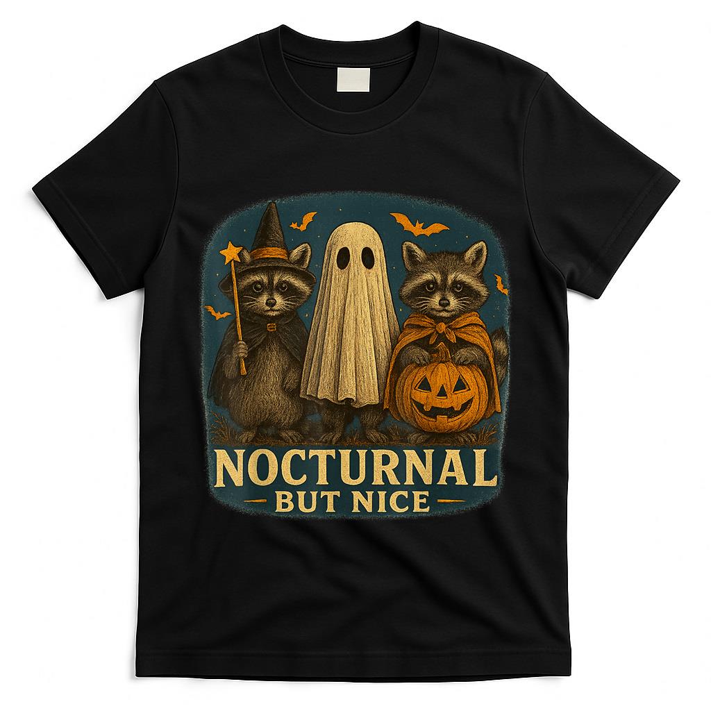 Spooky and Feral Halloween Cute Ghost Raccoon Trick Or Treat  Style 5 T-Shirt