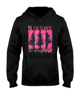in October We Wear Pink Witch Halloween Breast Cancer Women T-Shirt_2