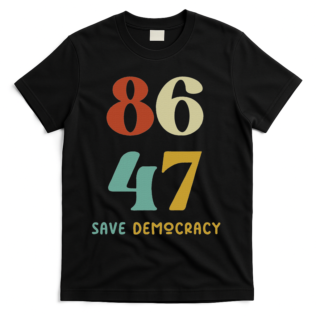 86 47 Save Democracy Anti Trump Political Protest T-Shirt - Black