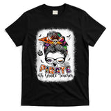 Pirate 4th Grade Teacher Halloween Messy Bun Trick Or Treat T-Shirt