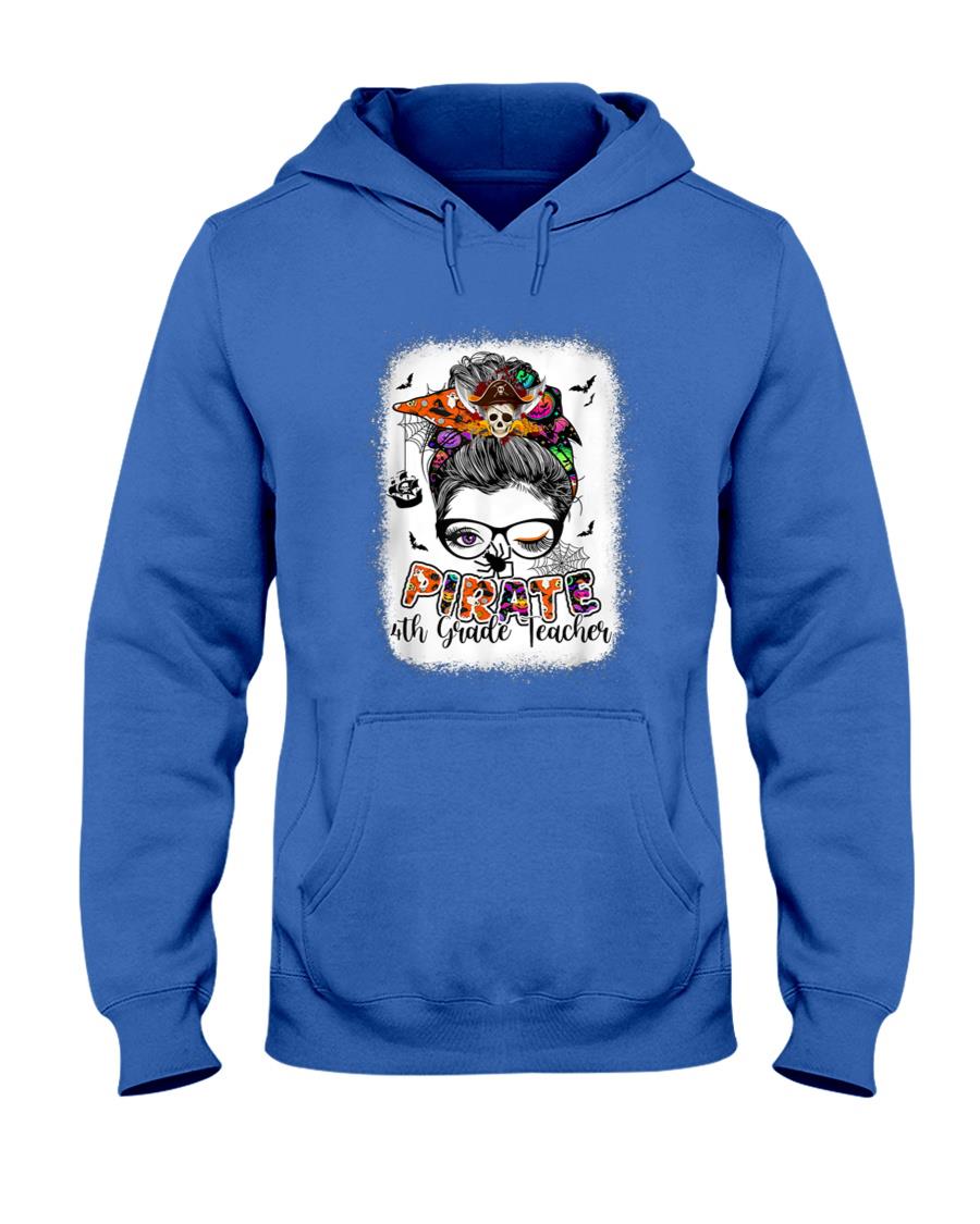 Pirate 4th Grade Teacher Halloween Messy Bun Trick Or Treat T-Shirt