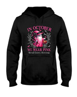 In October We Wear Pink Ghost Witch Breast Cancer Awareness T-Shirt_6