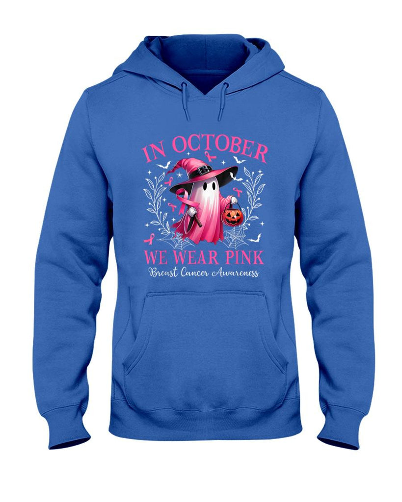 In October We Wear Pink Ghost Witch Breast Cancer Awareness T-Shirt_6