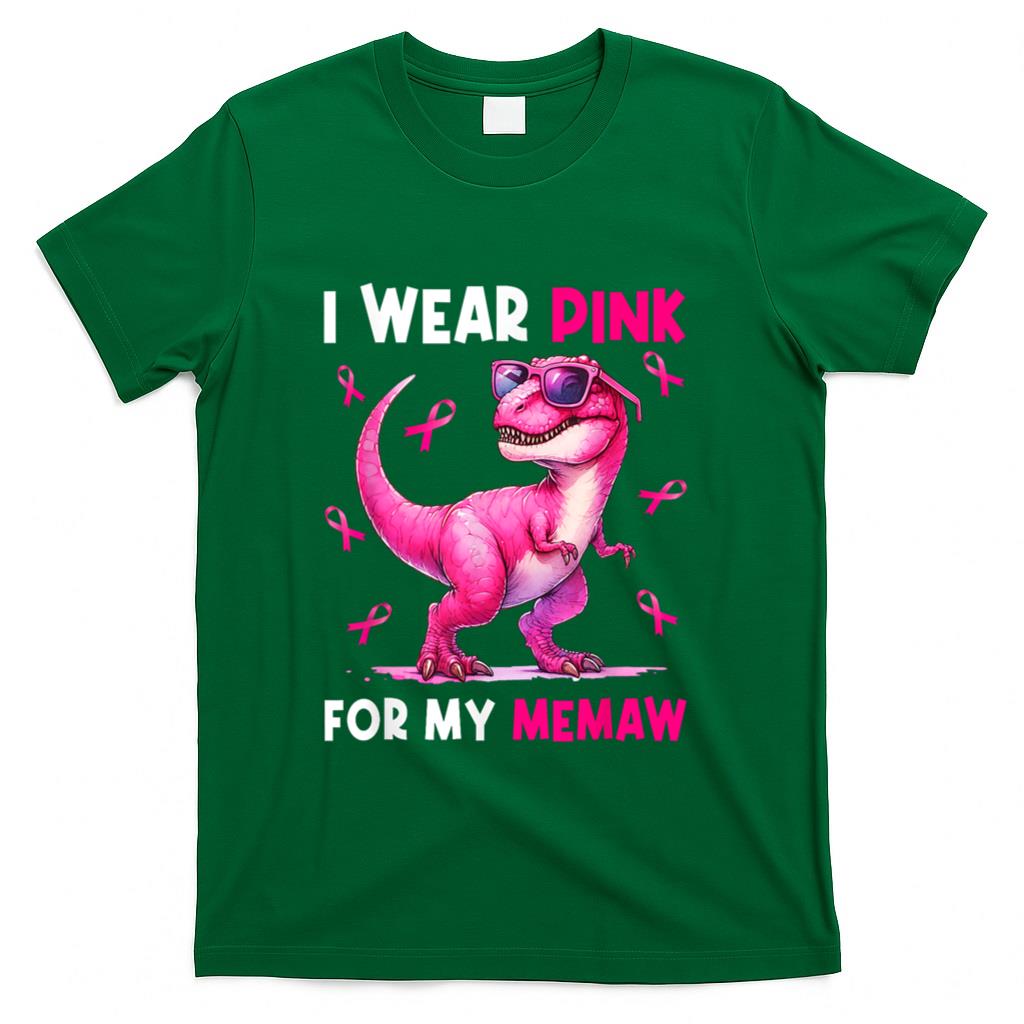 I Wear Pink For My Memaw T Rex Dinosaur Breast Cancer Women T-Shirt