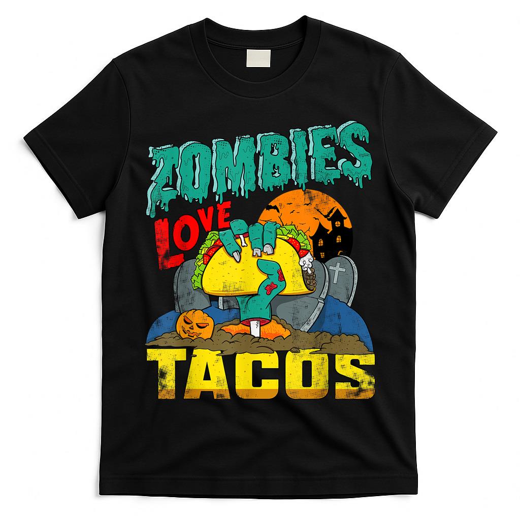 Zombies Love Tacos Coming Out Of Ground Trick Or Treating T-Shirt