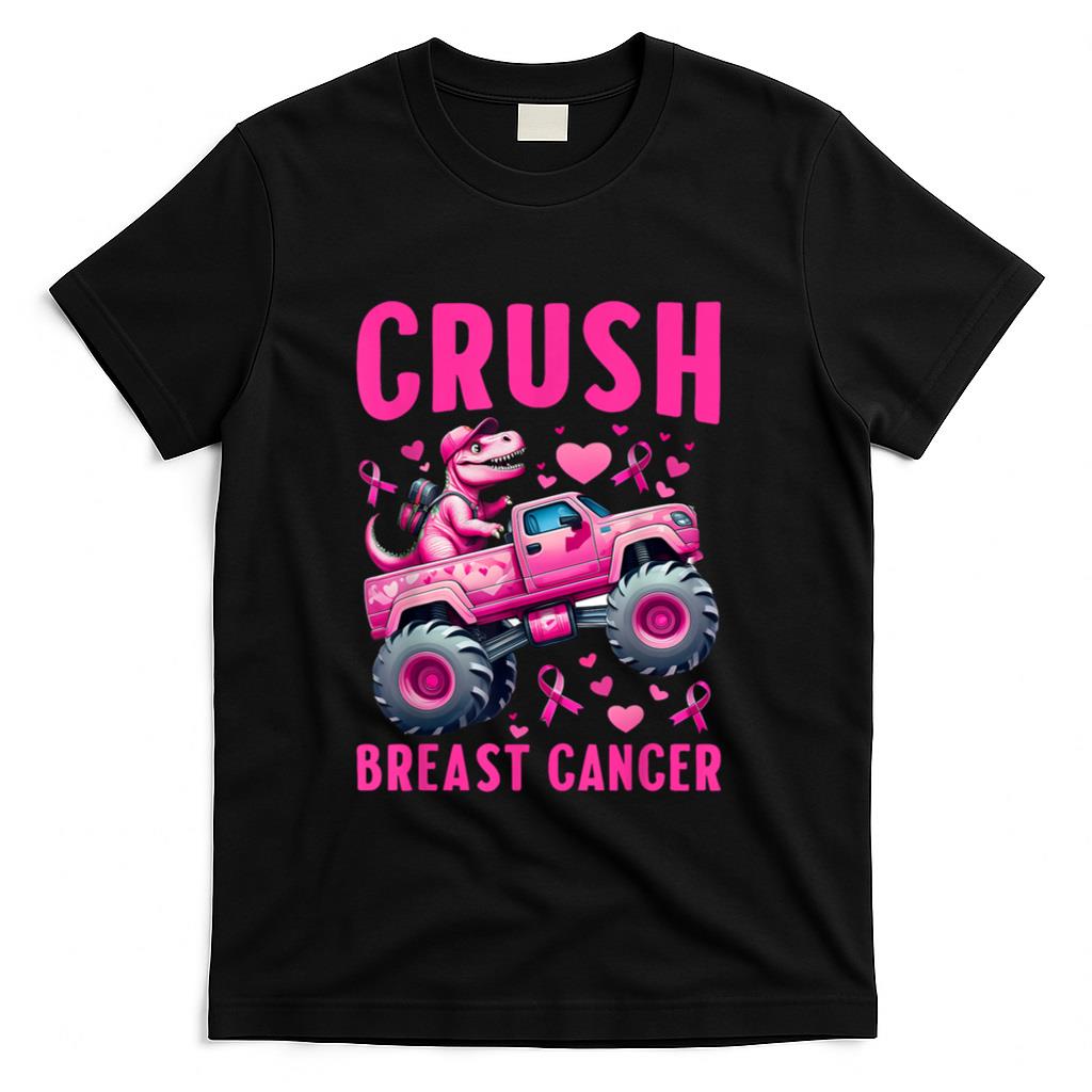 Crush Breast Cancer Awareness Monster Truck Toddler Boy Kids T-Shirt