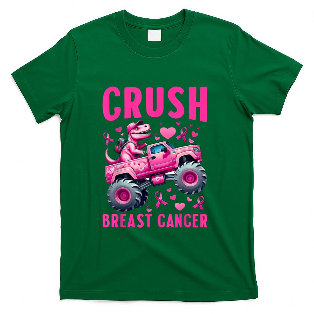 Crush Breast Cancer Awareness Monster Truck Toddler Boy Kids T-Shirt