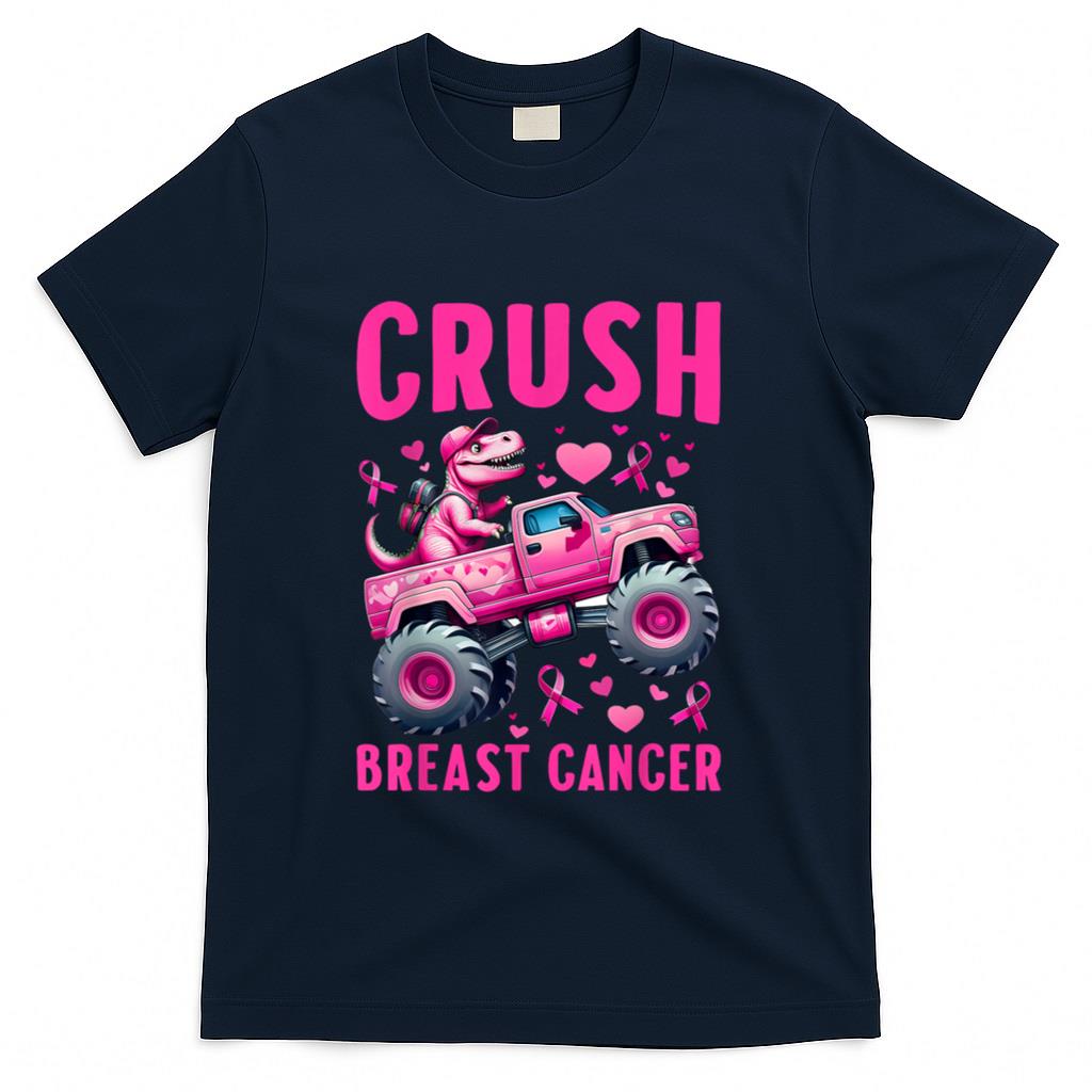 Crush Breast Cancer Awareness Monster Truck Toddler Boy Kids T-Shirt