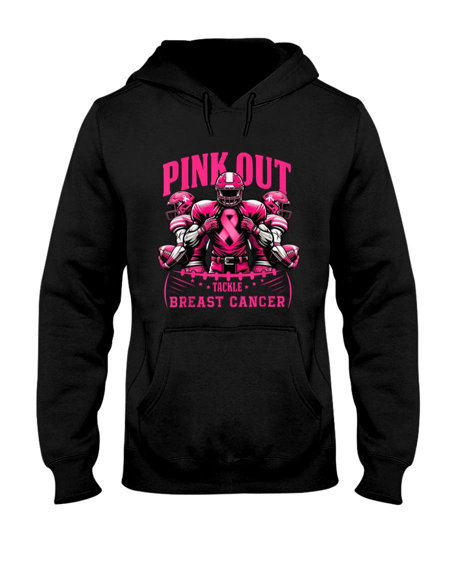 Pink Out Tackle Breast Cancer Awareness Football Pink Ribbon T-Shirt