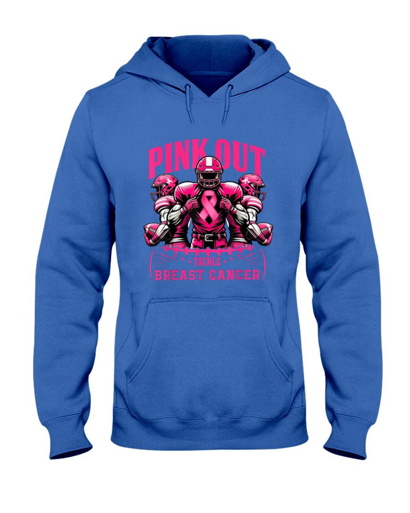 Pink Out Tackle Breast Cancer Awareness Football Pink Ribbon T-Shirt