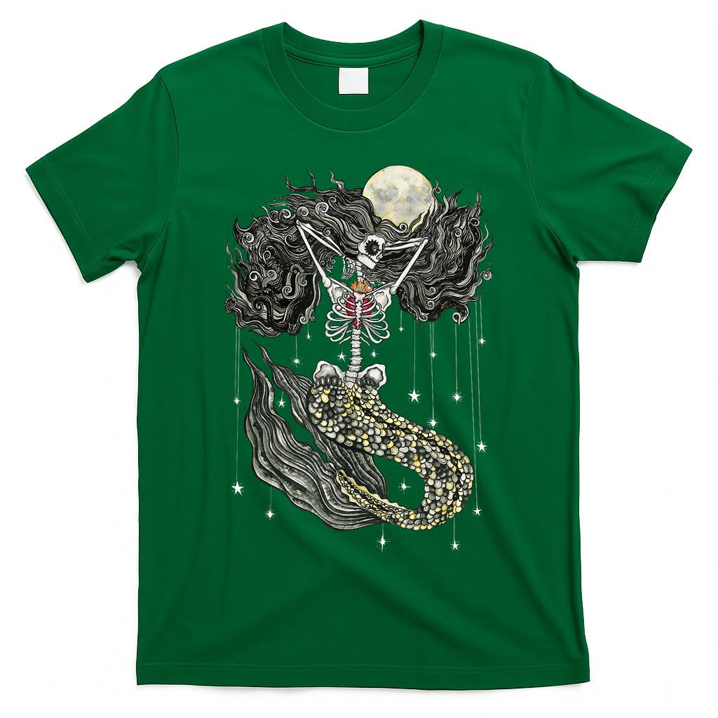 Mermaid Skeleton Retro Halloween Trick Or Treat Scary Horror T-Shirt