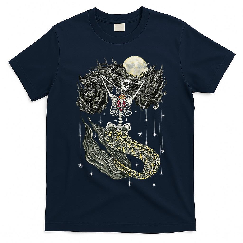 Mermaid Skeleton Retro Halloween Trick Or Treat Scary Horror T-Shirt