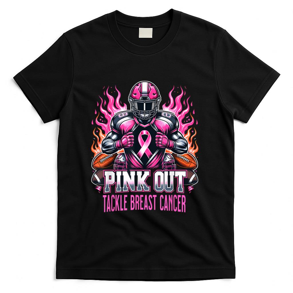 Pink Out Tackle Breast Cancer Awareness American Football T-Shirt