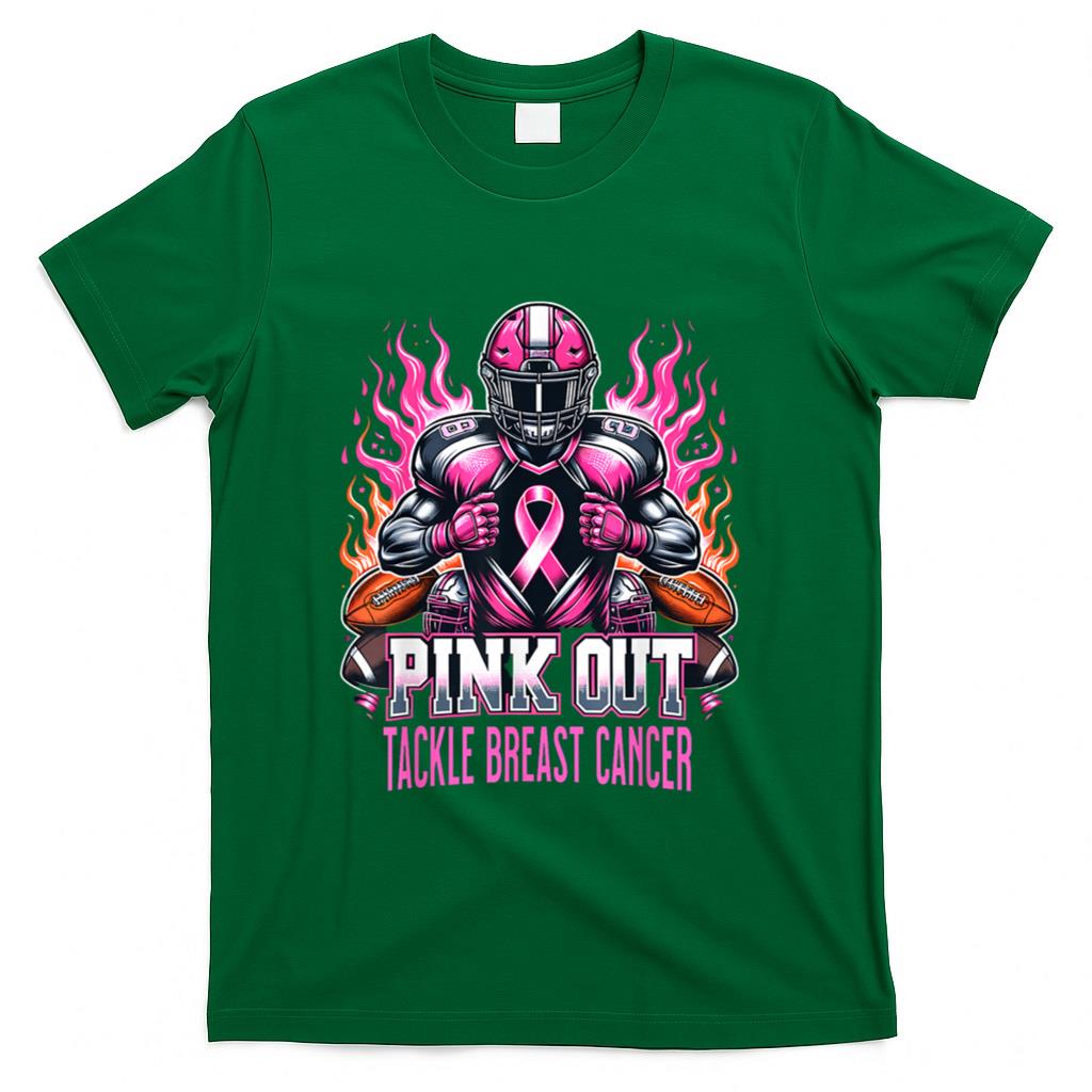 Pink Out Tackle Breast Cancer Awareness American Football T-Shirt