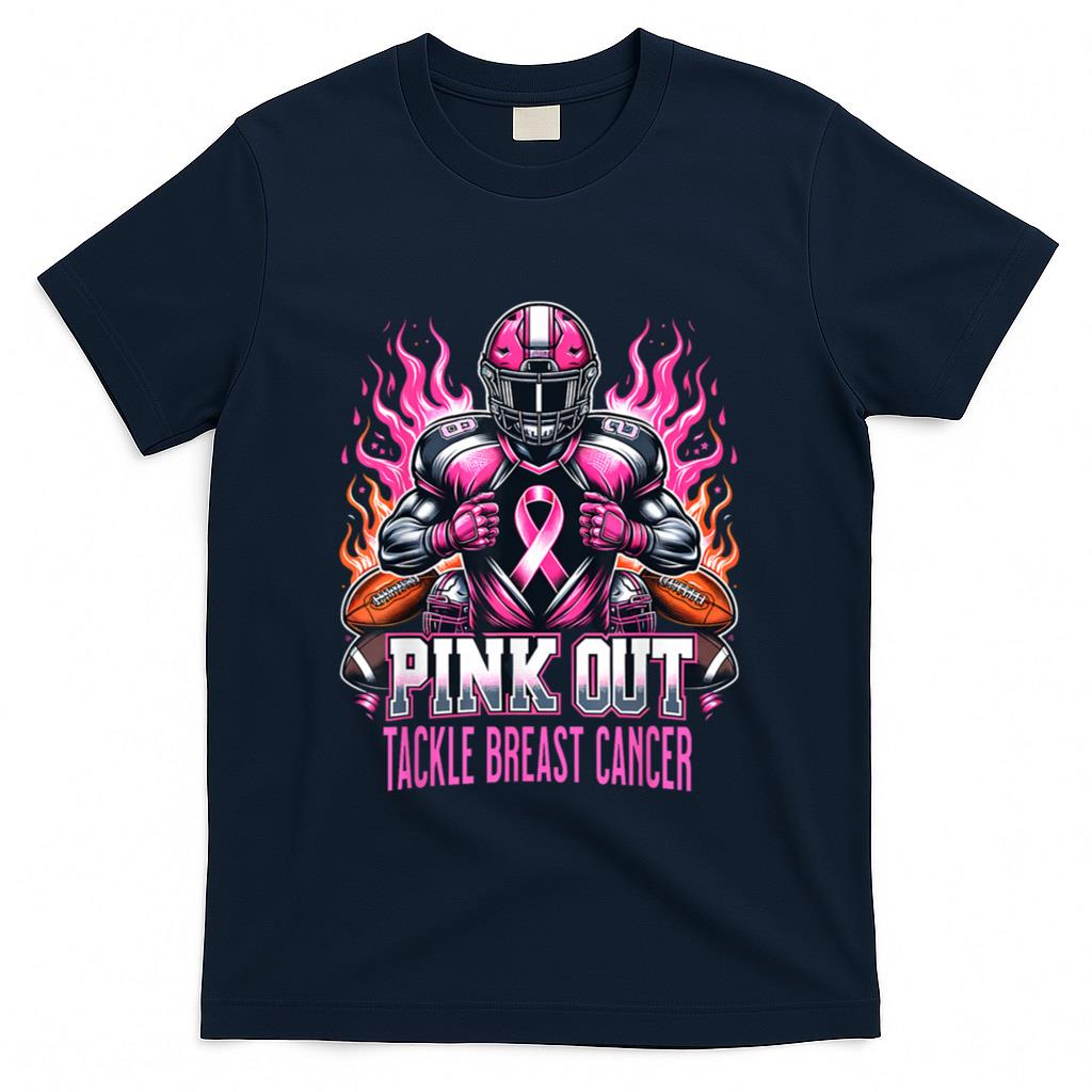 Pink Out Tackle Breast Cancer Awareness American Football T-Shirt