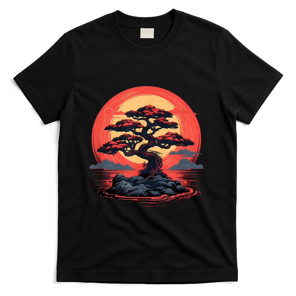 Retro Nostalgia - Bonsai Tree Nostalgia Retro 80s Inspired Bonzai Illustration T-Shirt