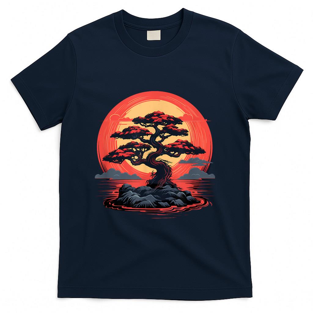 Retro Nostalgia - Bonsai Tree Nostalgia Retro 80s Inspired Bonzai Illustration T-Shirt