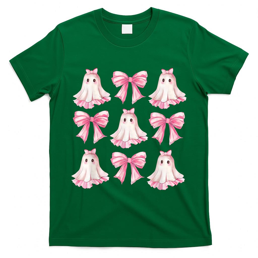 Coquette Bow Ghost Spooky Season Trick Or Treat Halloween T-Shirt