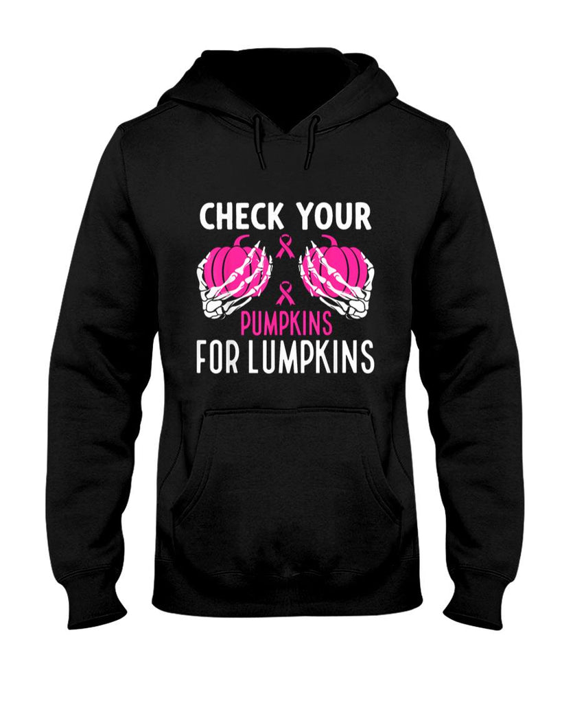 Check Your Pumpkins Funny Breast Cancer Awareness Halloween T-Shirt