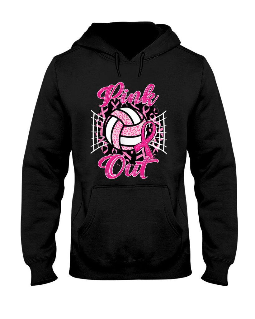 Pink Out Volleyball Breast Cancer Awareness Support Ribbon T-Shirt