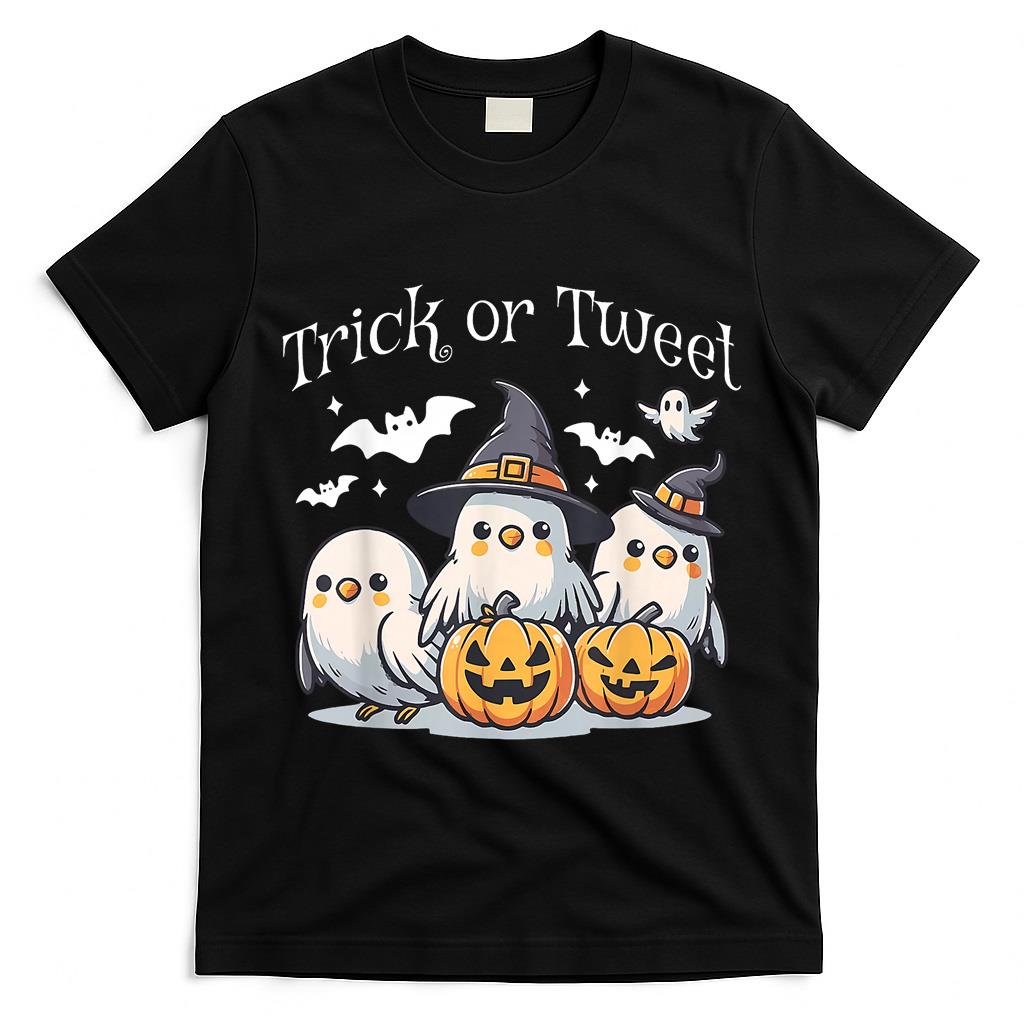 Trick Or Tweet Budgie Witch Halloween Spooky Parakeet Lover T-Shirt