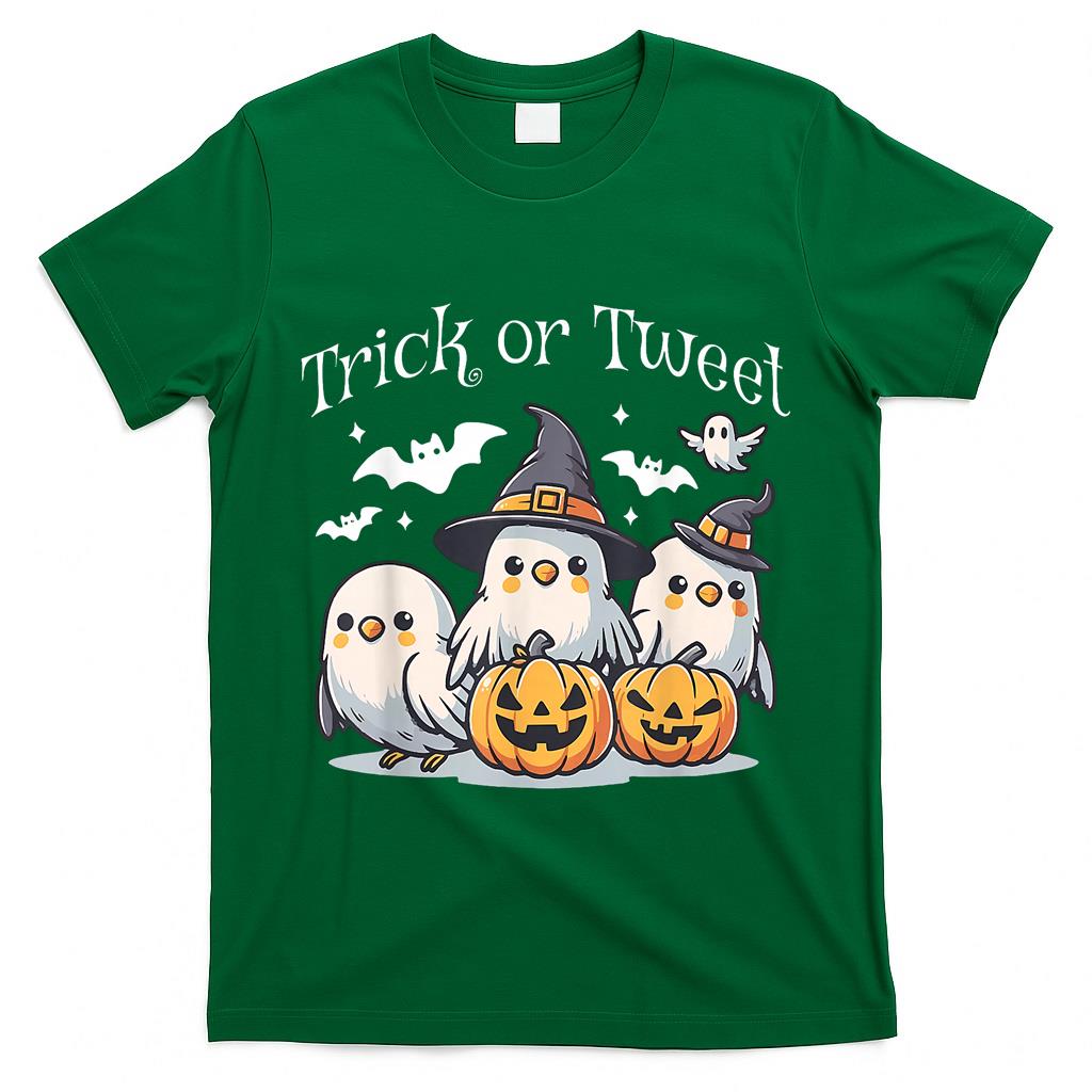 Trick Or Tweet Budgie Witch Halloween Spooky Parakeet Lover T-Shirt