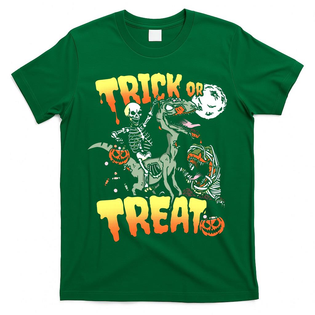 Skeleton Riding Zombie Dinosaur Trick or Treat Halloween Essential T-Shirt