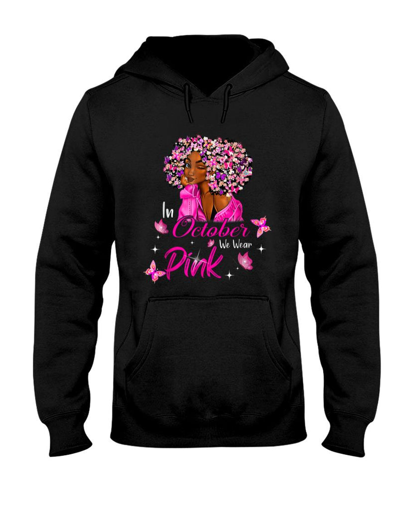 in October We Wear Pink African American Women Breast Cancer T-Shirt