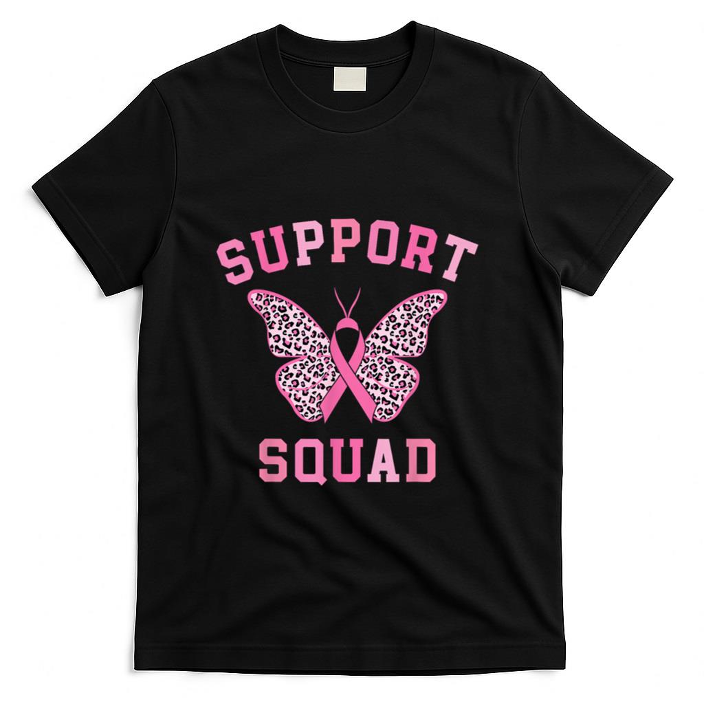 Support Squad Breast Cancer Awareness Pink Ribbon Butterfly T-Shirt