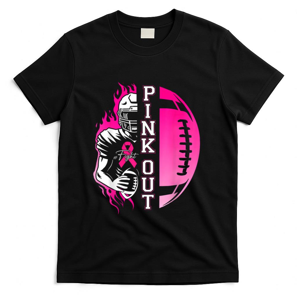 Football Pink Out Team Breast Cancer Awareness Month Womens T-Shirt