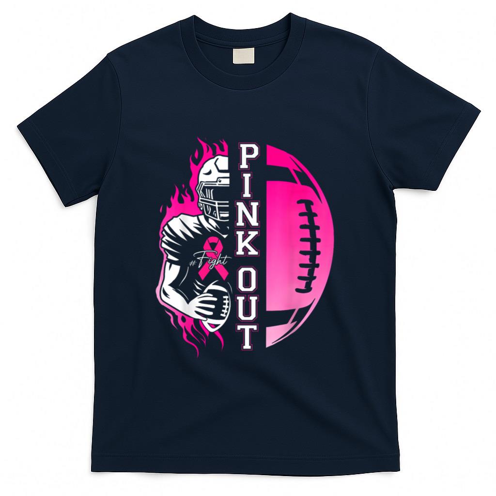 Football Pink Out Team Breast Cancer Awareness Month Womens T-Shirt