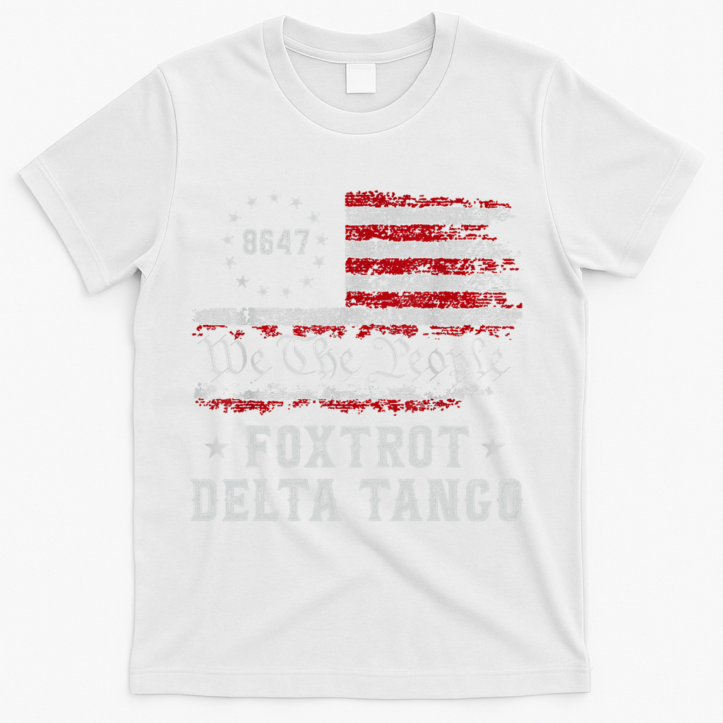 8647 Anti Trump Foxtrots Deltas Tangos Impeach 47 86 47 Flag T-Shirt - White