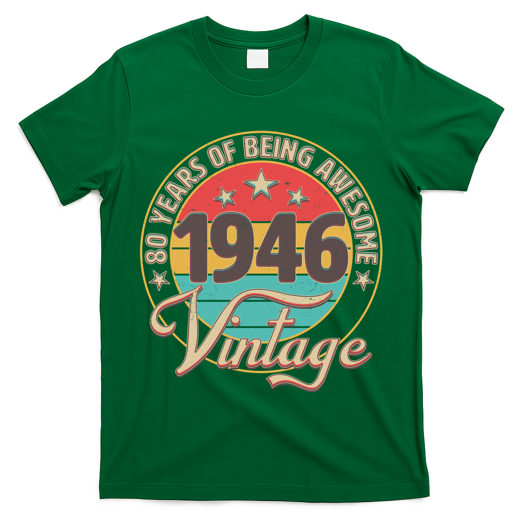 80th Birthday 80 Years Of Being Awesome 1946 Vintage  T-Shirt