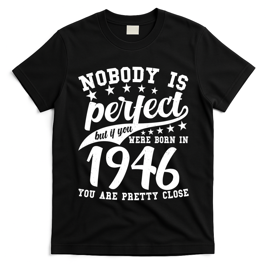 80th Birthday Nobody Is Perfect Born In 1946 You Are Pretty Close  T-Shirt