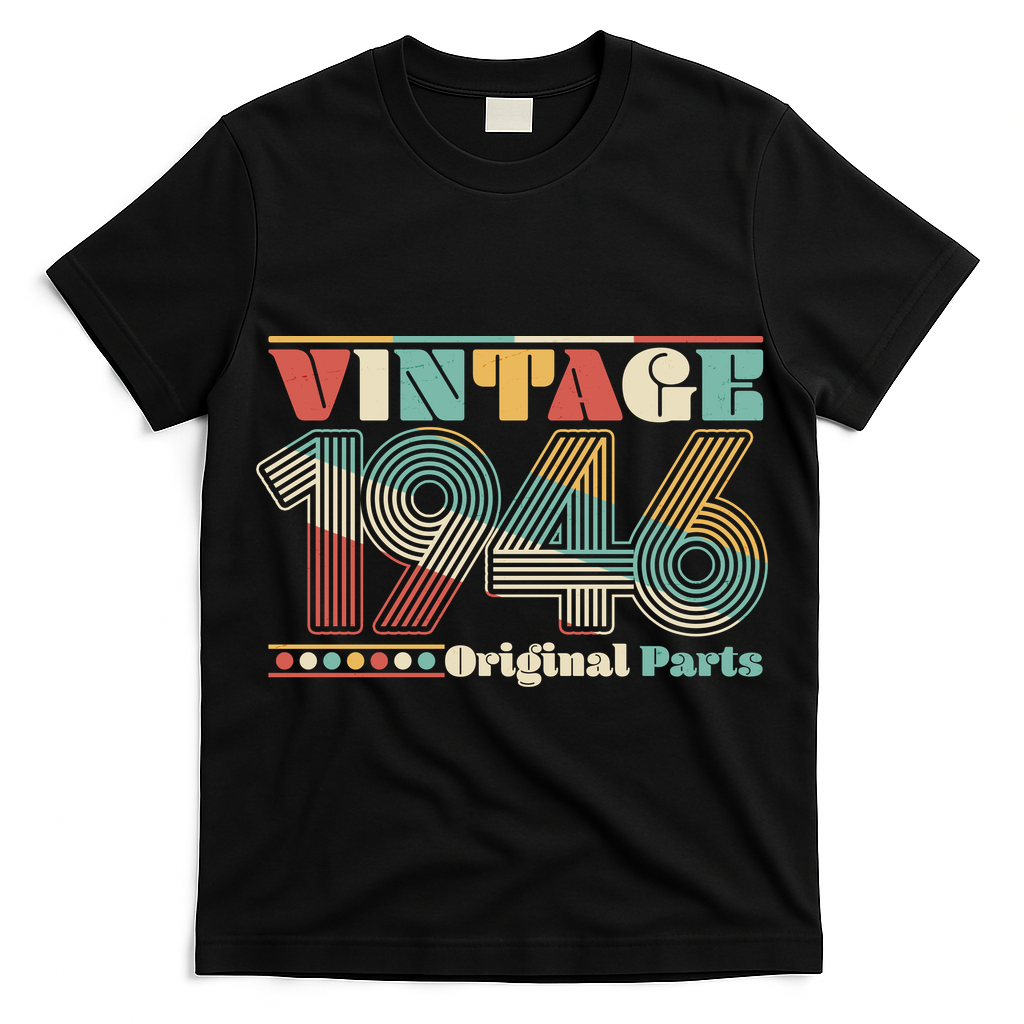 80th Birthday Retro Style Vintage 1946 Original Parts T-Shirt