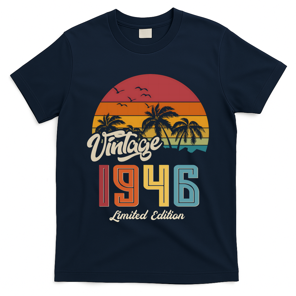 80th Birthday Retro Vintage 1946 Tropical Palm Trees T-Shirt