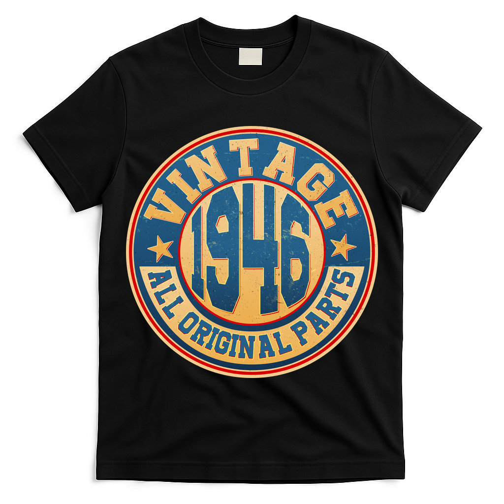 80th Birthday Vintage 1946 All Original Parts Shield Emblem  T-Shirt