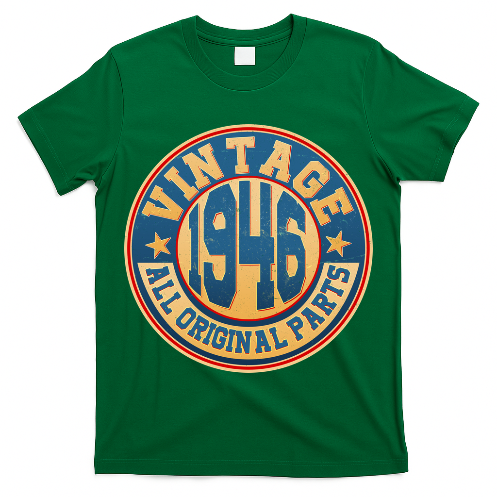 80th Birthday Vintage 1946 All Original Parts Shield Emblem  T-Shirt