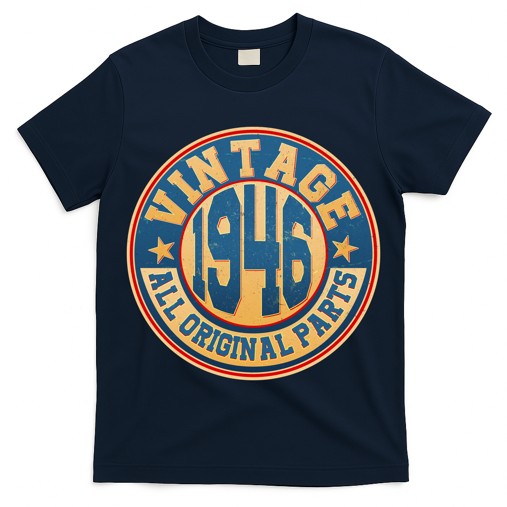 80th Birthday Vintage 1946 All Original Parts Shield Emblem  T-Shirt