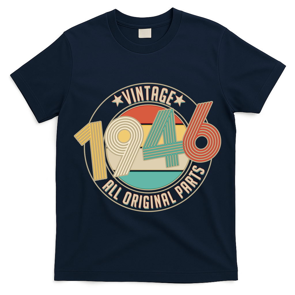 80th Birthday Vintage 1946 All Original Parts Emblem T-Shirt