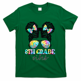 8th Grade Vibes Messy Hair Bun Girl Back To School First Day T-Shirt - Green